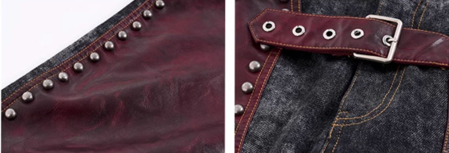 Special-interest Design Heavy Industry Rivets Leather Vest Coat