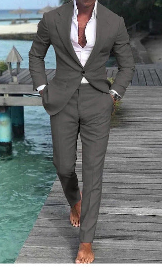 Men's Solid Color Casual Fashion Suit Pants Suit