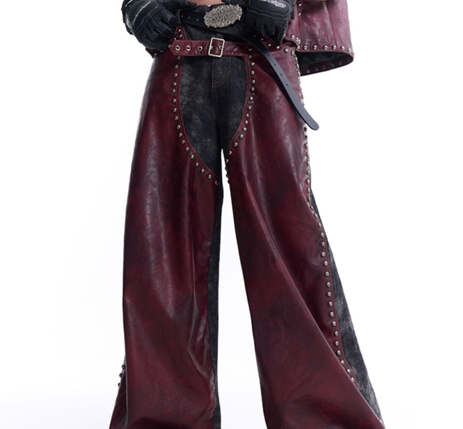 Special-interest Design Heavy Industry Rivets Leather Vest Coat